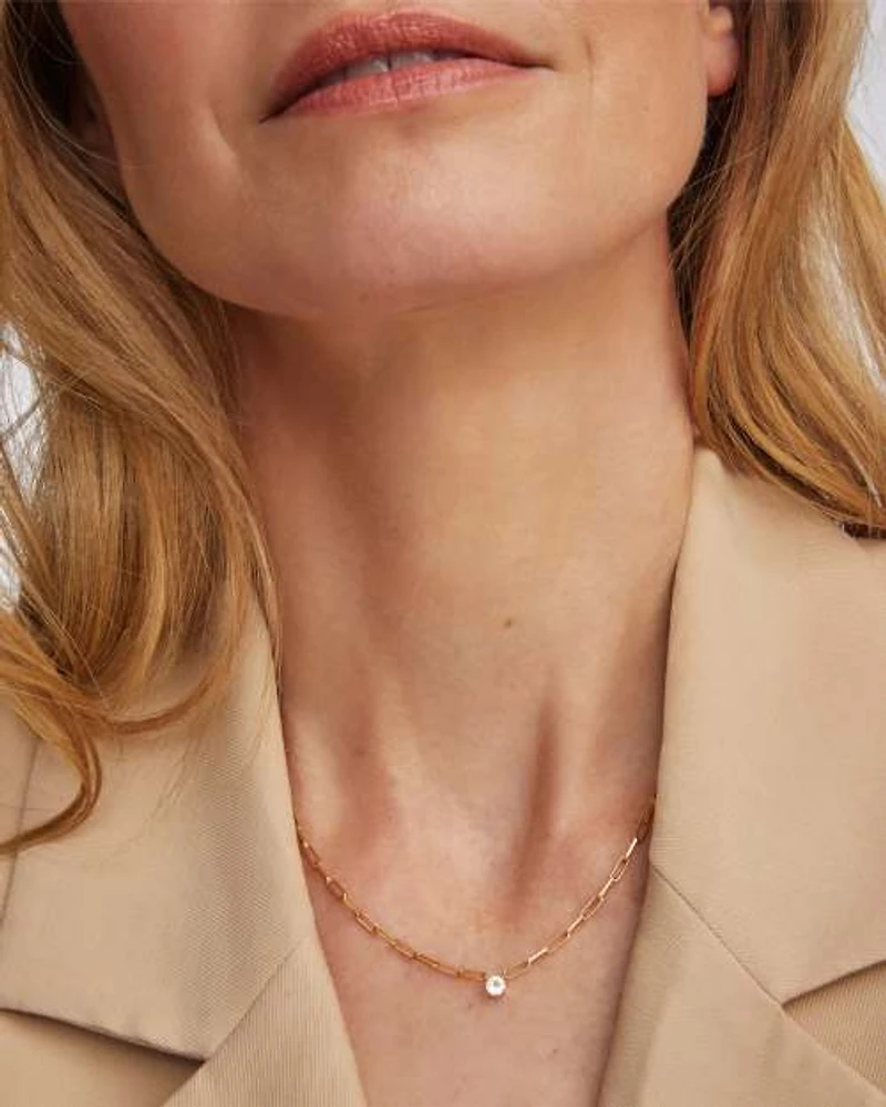 Virginia Sterling Silver Paperclip Necklace White Topaz