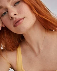 0.11 ct Marisa 14k Yellow Gold Oval Solitaire Pendant Necklace White Diamond