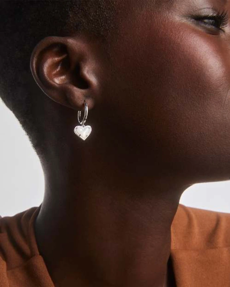 Ari Heart Huggie Earrings Silver