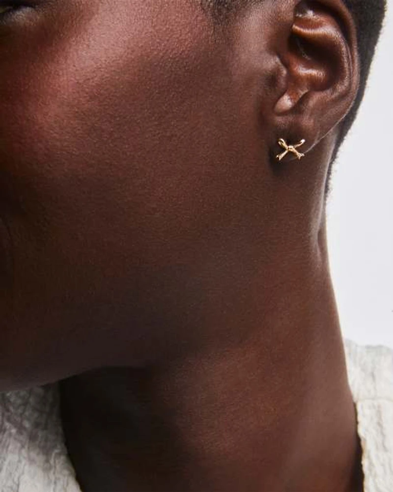 Tiny Bow Stud Earrings in 14k Yellow Gold