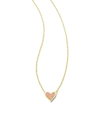 Framed Ari Heart Gold Short Pendant Necklace Iridescent Drusy