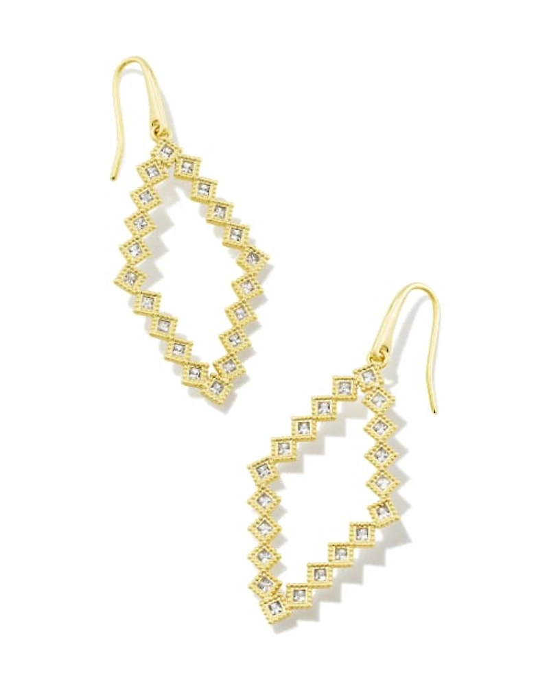 Kinsley Gold Open Frame Earrings in White CZ