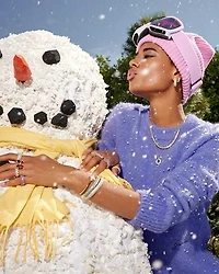 Mikki Gold Pave Short Pendant Necklace Purple Mauve Ombre Mix