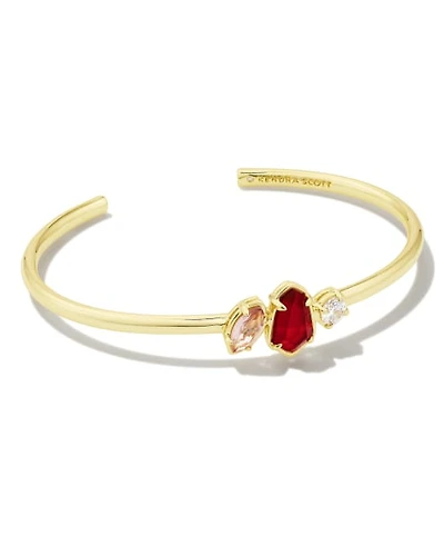 Alexandria Gold Cuff Bracelet Cranberry Mix