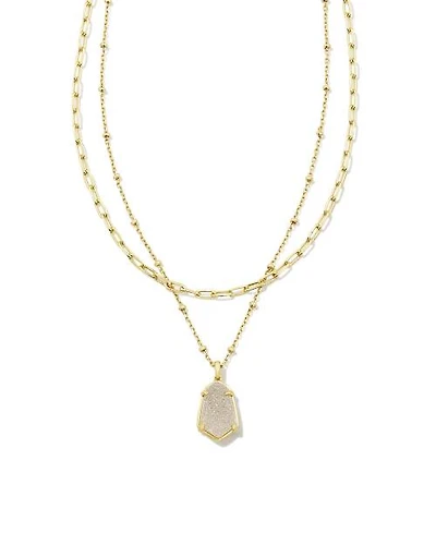 Alexandria Gold Multi Strand Necklace in Iridescent Drusy