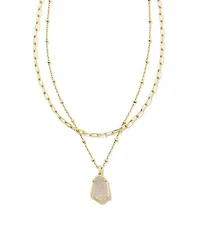 Alexandria Gold Multi Strand Necklace in Iridescent Drusy