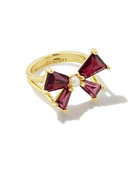 Blair Gold Bow Cocktail Ring Red Mix