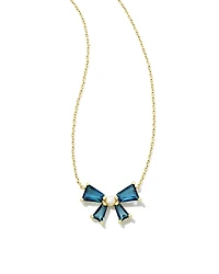 Blair Gold Bow Short Pendant Necklace White CZ