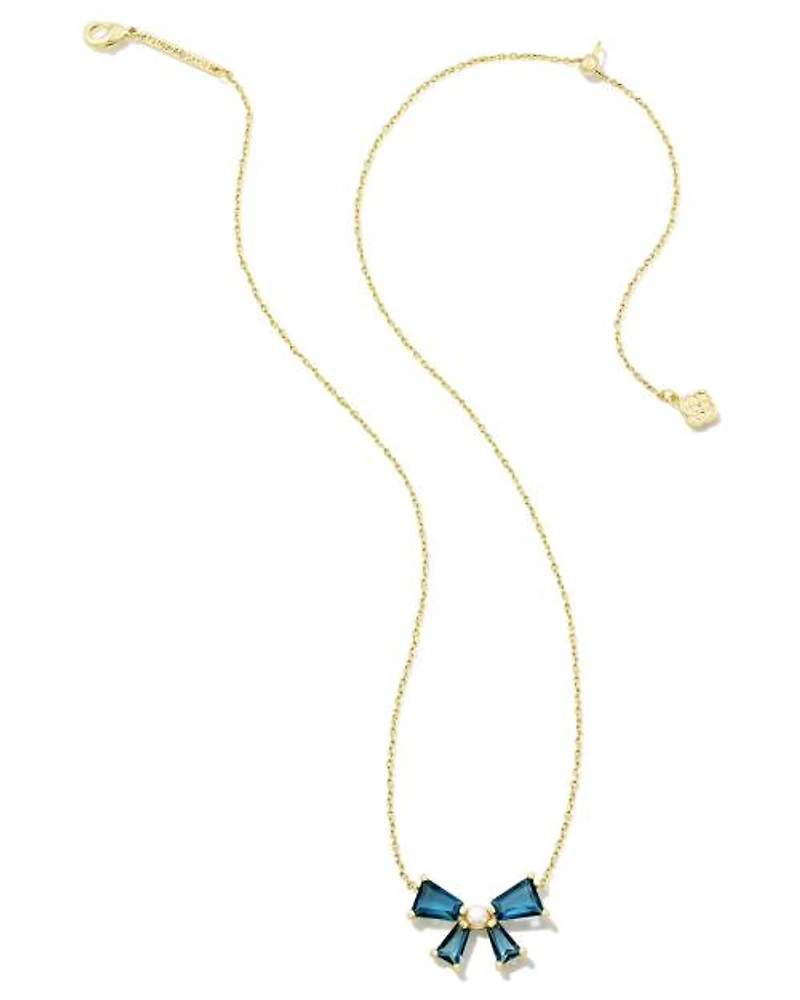 Blair Gold Bow Short Pendant Necklace White CZ
