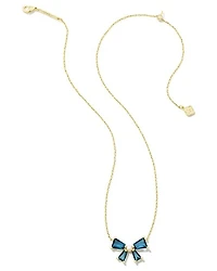 Blair Gold Bow Short Pendant Necklace White CZ