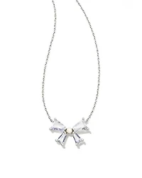 Blair Silver Bow Short Pendant Necklace in White CZ