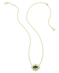 Grayson Gold Sunburst Frame Short Pendant Necklace Glass