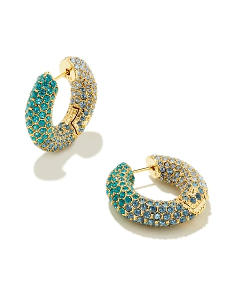 Mikki Gold Pave Hoop Earrings Purple Mauve Ombre Mix