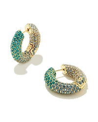 Mikki Gold Pave Hoop Earrings Purple Mauve Ombre Mix