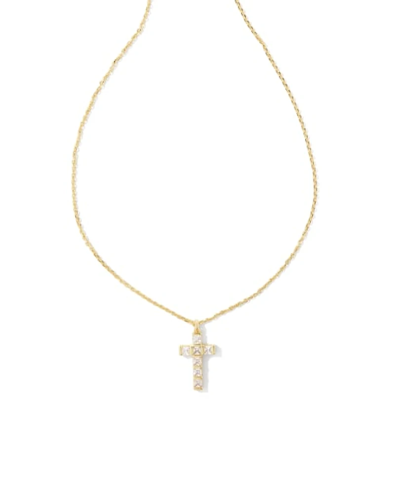 Gracie Silver Cross Short Pendant Necklace White CZ
