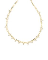 Lindy Gold Crystal Chain Necklace White CZ