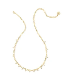 Lindy Gold Crystal Chain Necklace White CZ