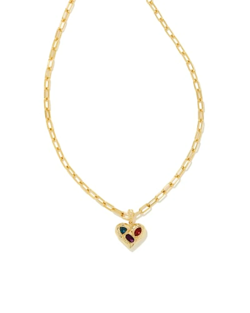 Penny Gold Heart Short Pendant Necklace Multi Mix