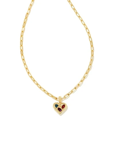 Penny Gold Heart Short Pendant Necklace Multi Mix