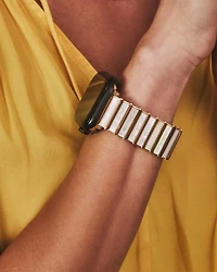 Leanor Gold Tone Stainless Steel Watch Band Ivory Mother-of-Pearl