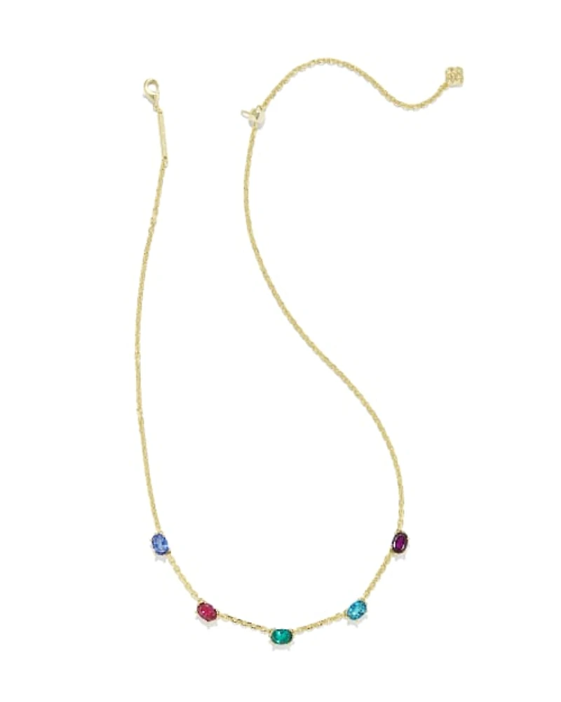 Cailin Gold Crystal Strand Necklace in Multi Mix