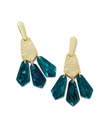 Loris Gold Statement Earrings in Iridescent Clear Rock Crystal