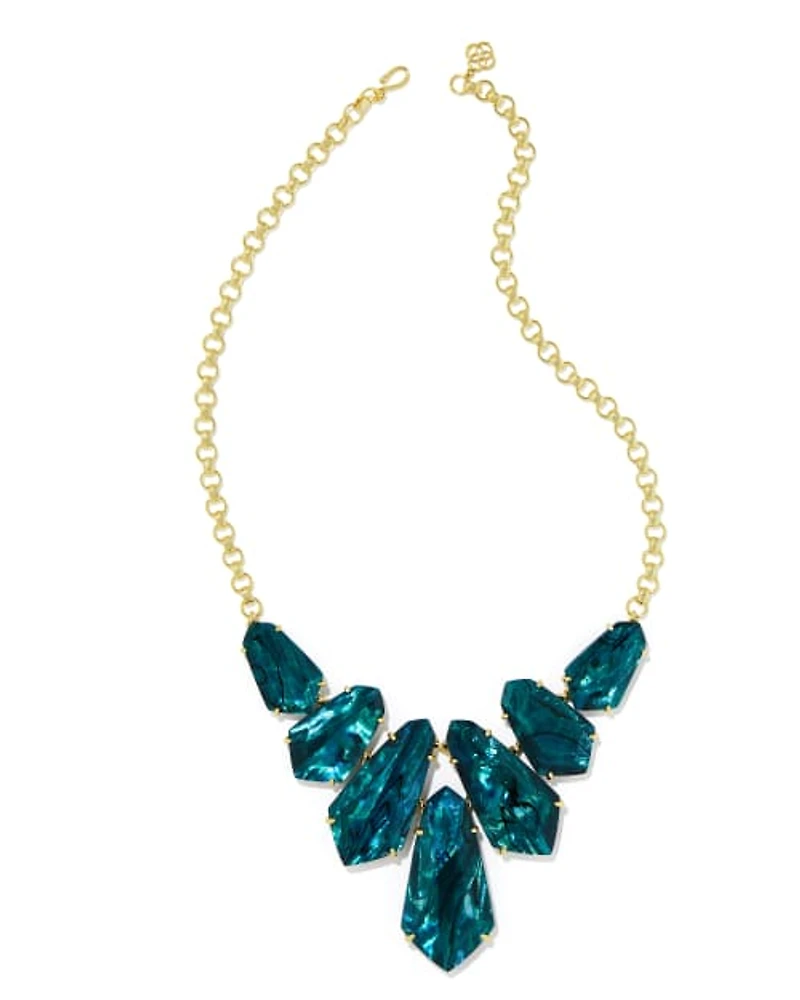 Loris Gold Statement Necklace in Iridescent Clear Rock Crystal