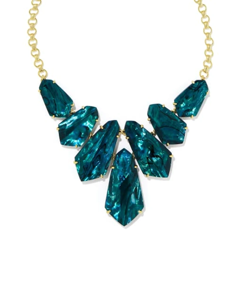 Loris Gold Statement Necklace in Iridescent Clear Rock Crystal
