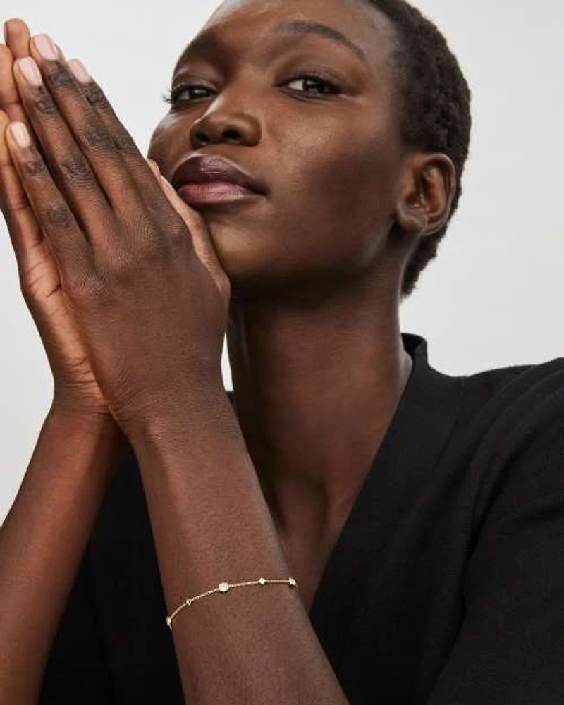 Davie 18k Gold Vermeil Trio Delicate Bracelet White Sapphire