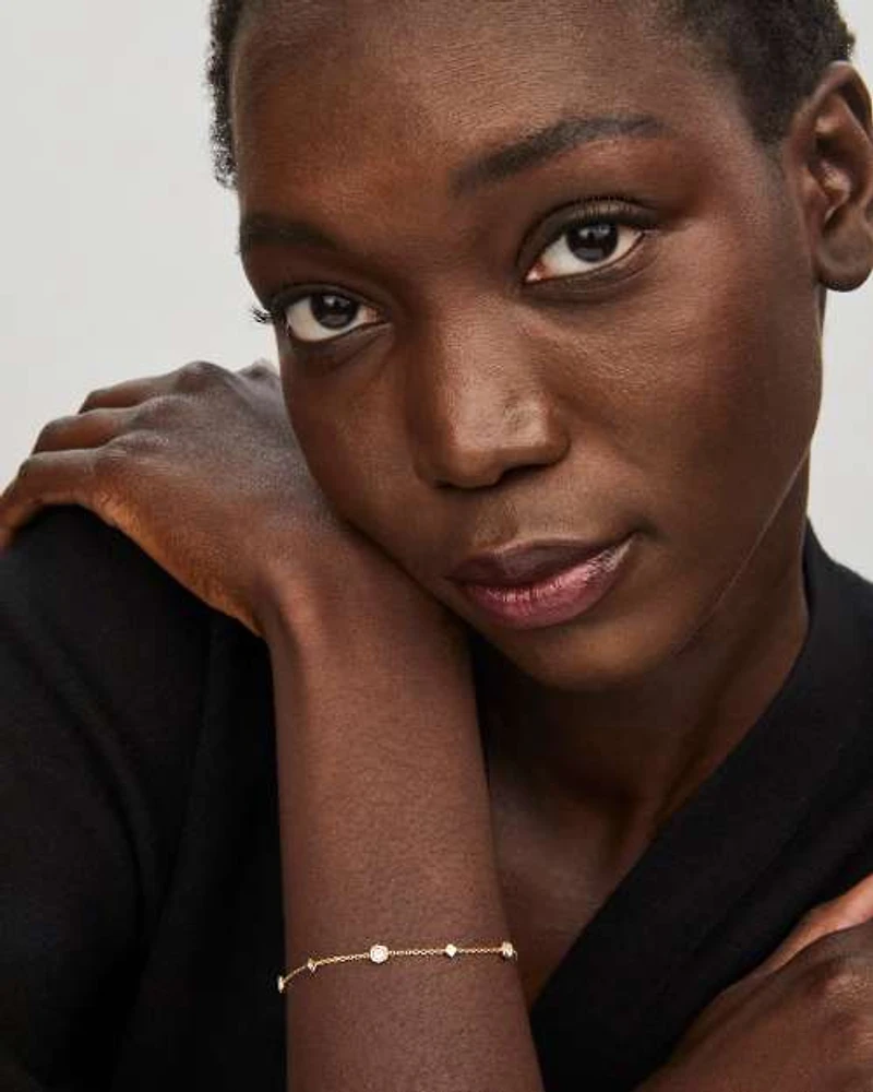 Davie 18k Gold Vermeil Trio Delicate Bracelet White Sapphire