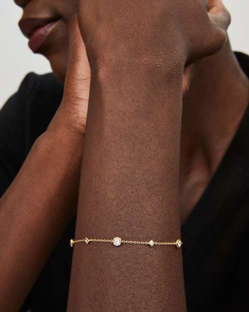 Davie 18k Gold Vermeil Trio Delicate Bracelet White Sapphire