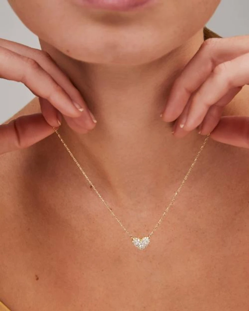 Ari Pave Crystal Heart Necklace