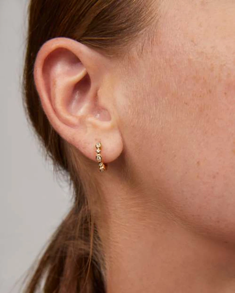 Davie Sterling Silver Trio Huggie Earrings White Sapphire