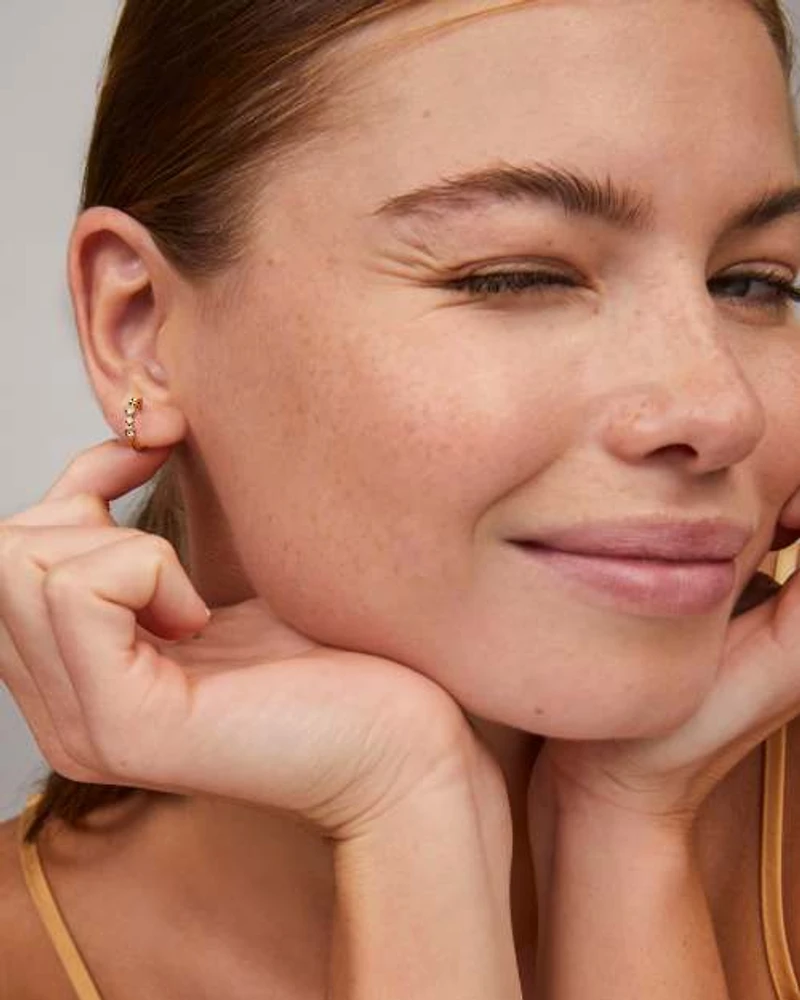 Davie Sterling Silver Trio Huggie Earrings White Sapphire