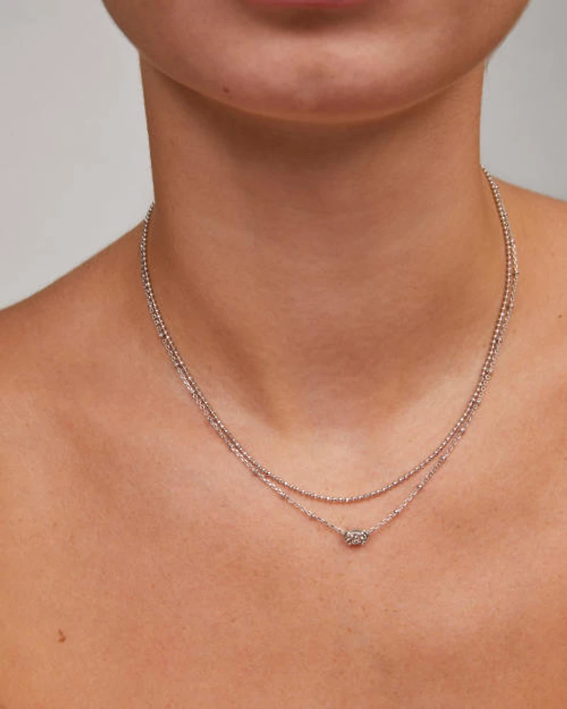 Emilie Gold Multi Strand Necklace Iridescent Drusy