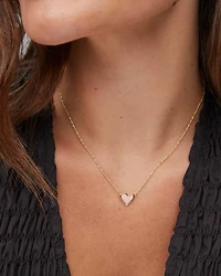 Framed Ari Heart Gold Short Pendant Necklace Iridescent Drusy