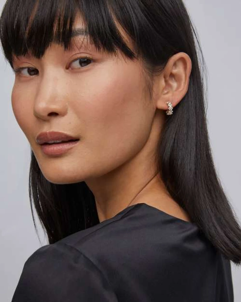 Cailin Gold Huggie Earrings Ivory Mother-of-Pearl