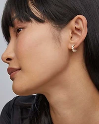 Cailin Gold Huggie Earrings Ivory Mother-of-Pearl