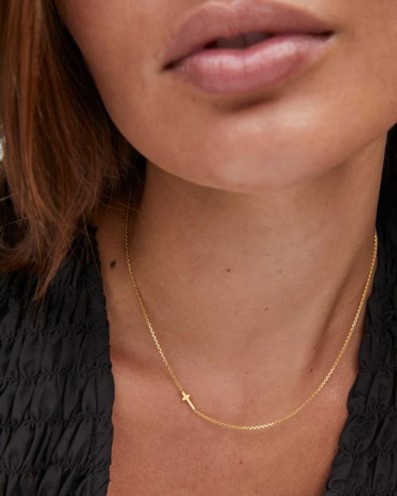 Cross Inline Necklace 18k Gold Vermeil