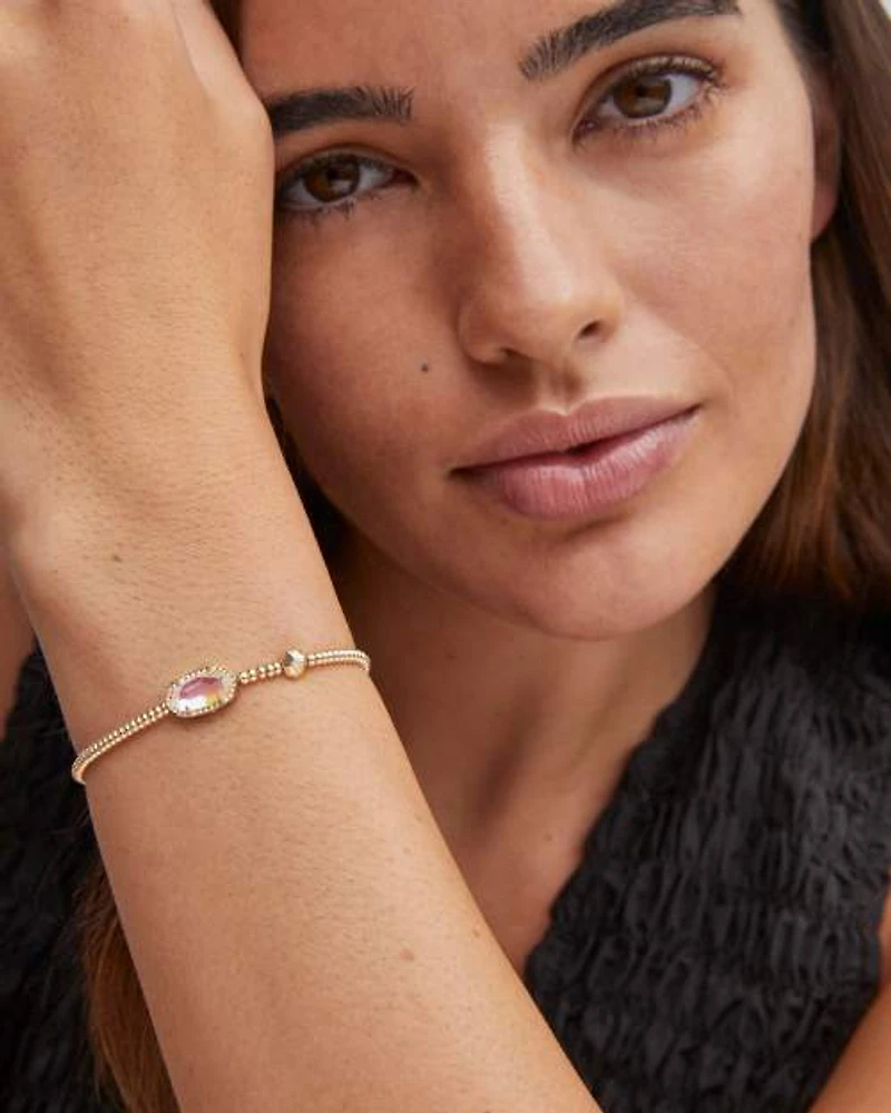 Grayson Gold Stretch Bracelet Light Blue Magnesite