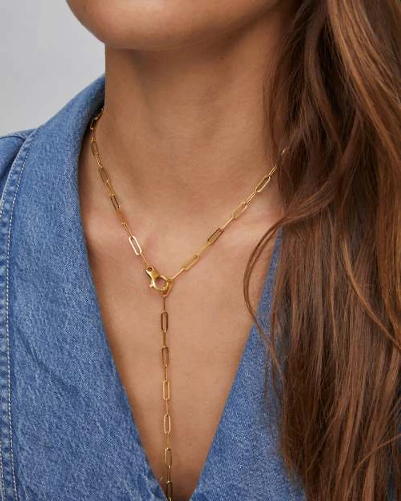 30 Inch Large Paperclip Chain Necklace in 18k Gold Vermeil