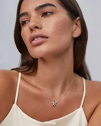 Soccer Gold Short Pendant Necklace Ivory Mother-of-Pearl