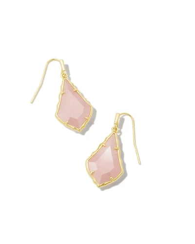 Small Faceted Alex Gold Drop Earrings in Ivory Illusion