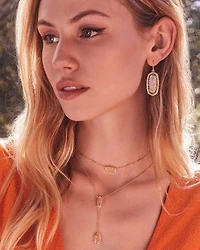 Framed Elisa Gold Short Pendant Necklace Dark Blue Mother-of-Pearl