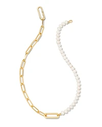 Ashton Gold Half Chain Necklace Freshwater Cultured Pearl