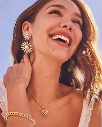 Madison Daisy Gold Short Pendant Necklace in Pink Opal Crystal