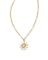 Madison Daisy Gold Short Pendant Necklace in Pink Opal Crystal