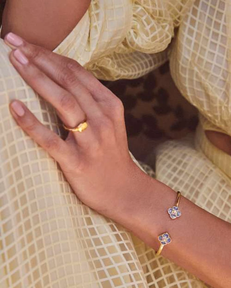 Dira Stone Gold Cuff Bracelet in Ivory Mix
