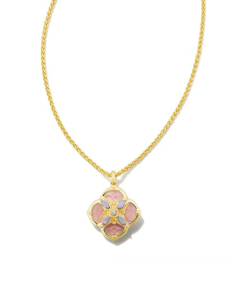 Dira Stone Gold Short Pendant Necklace in Ivory Mix