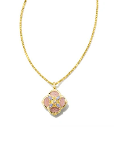 Dira Stone Gold Short Pendant Necklace in Ivory Mix